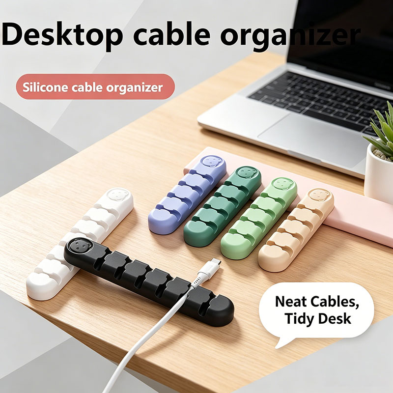 Desk Cable Organizer - Silicone Cable Organizer Self Adhesive Wire