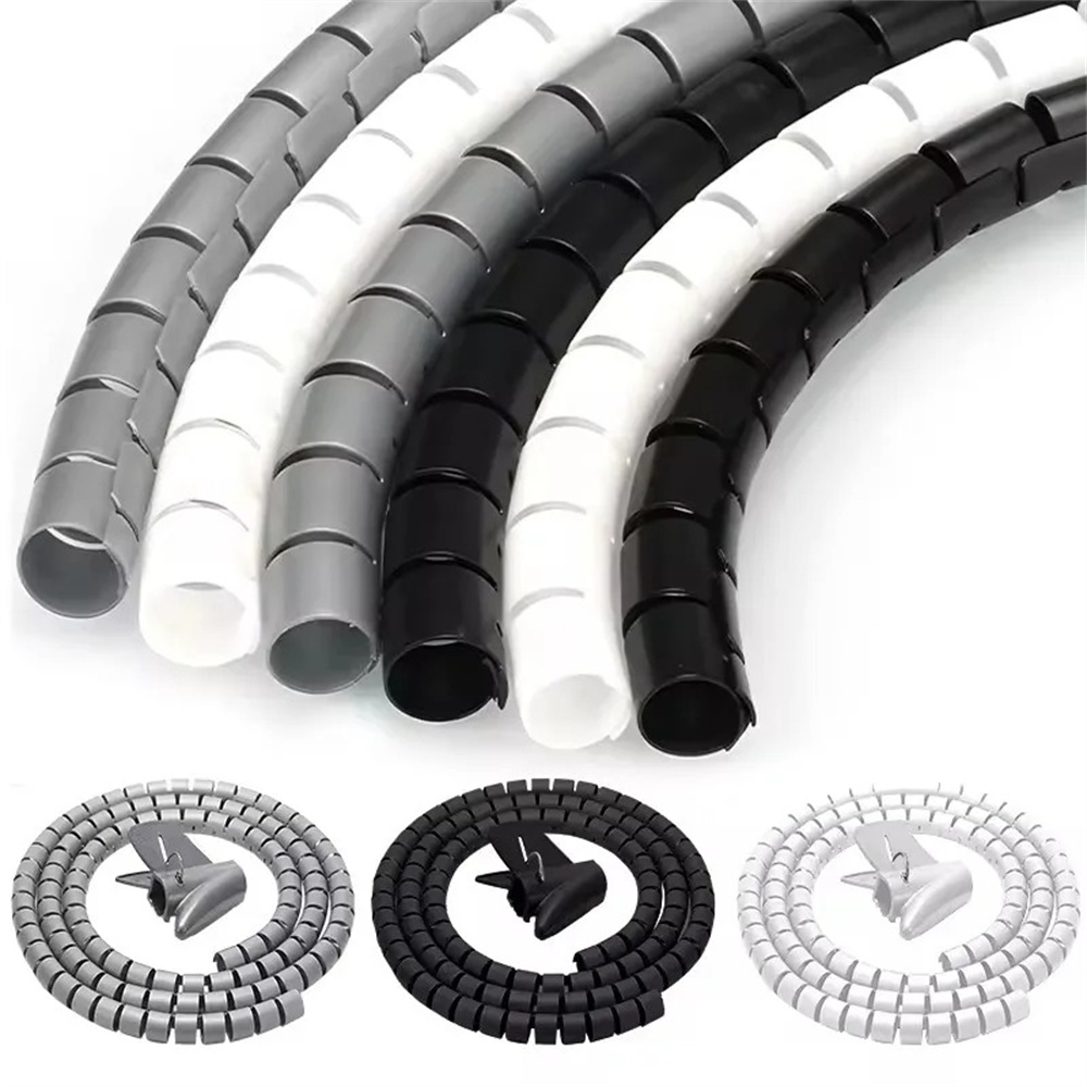 Desk Cable Organizer - 2M Flexible Spiral Cable Organizer Clips