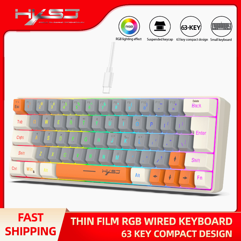 Keyboard RGB USB Wired 63 Keys - đánh giá và giá Pc Gaming Orange