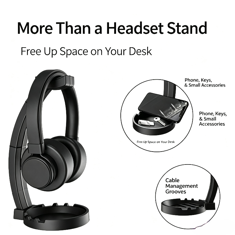 Headphone Stand With Storage T - đánh giá và giá Desk Cable Organizer