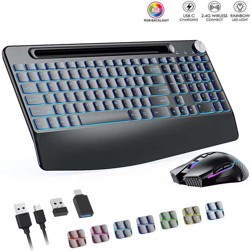 2.4G&Type-C Wireless Keyboard  - đánh giá và giá Rgb Keyboard Wrist Rest