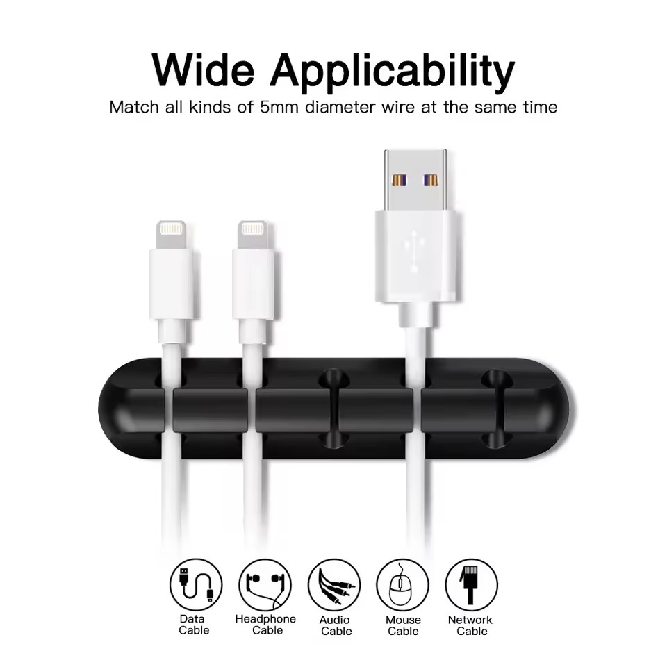 Silicone USB Cable Organizer U - đánh giá và giá Desk Cable Organizer