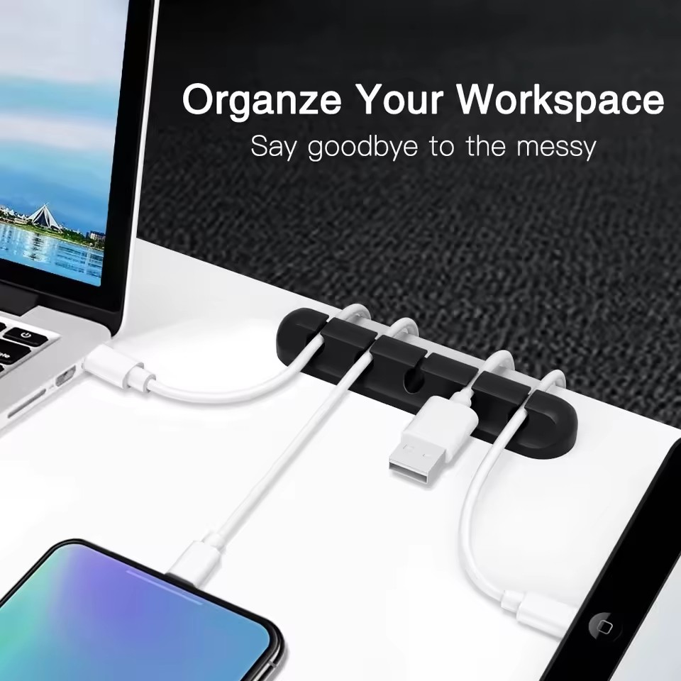 Silicone USB Cable Organizer U - đánh giá và giá Desk Cable Organizer